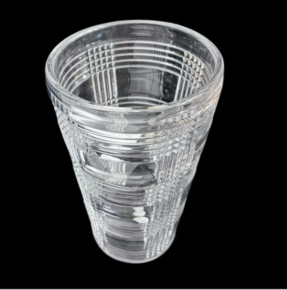 RALPH LAUREN CRYSTAL 10” Glen Plaid Cut Crystal Vase